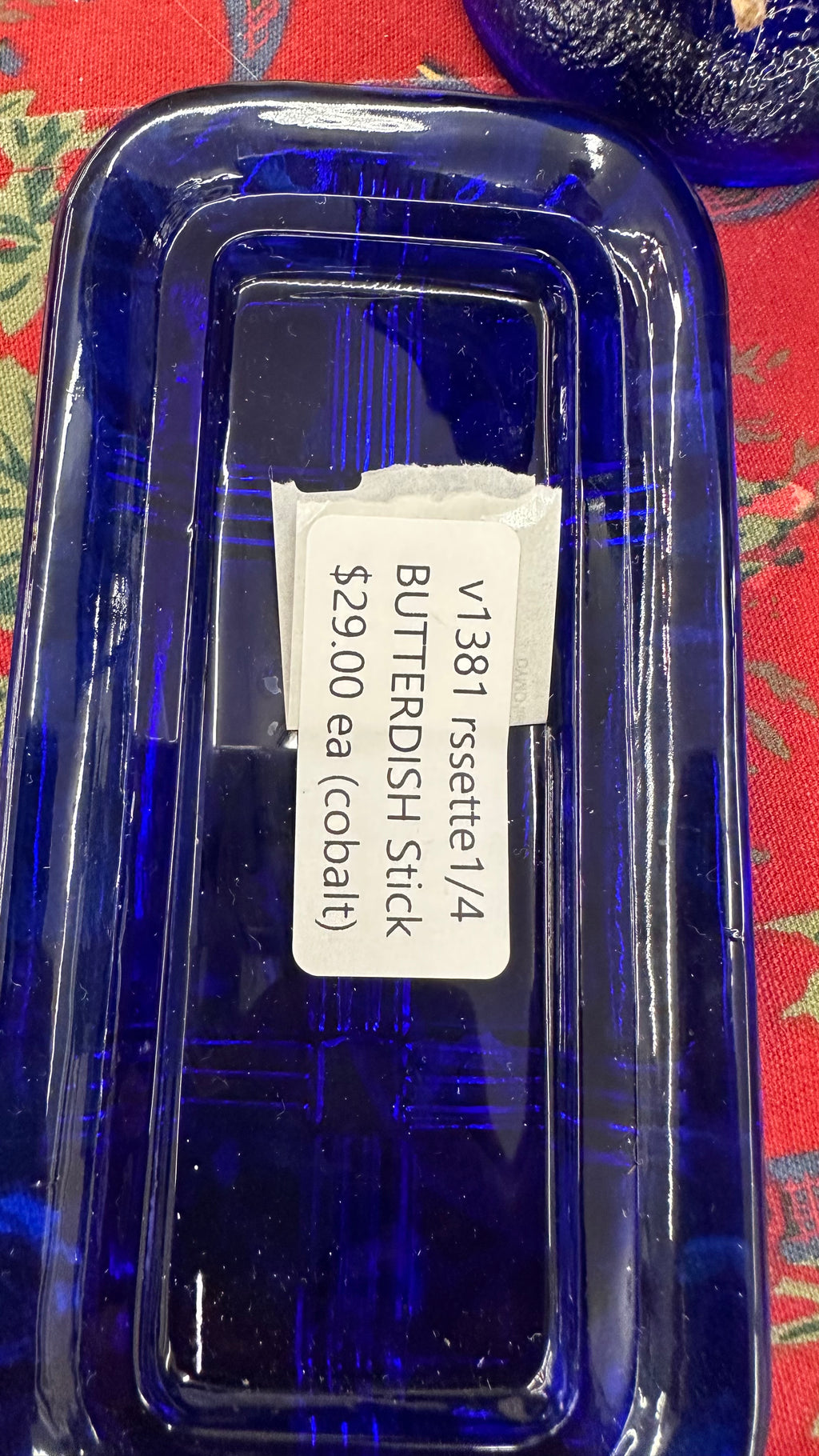 Glass Cobalt Butter Dish