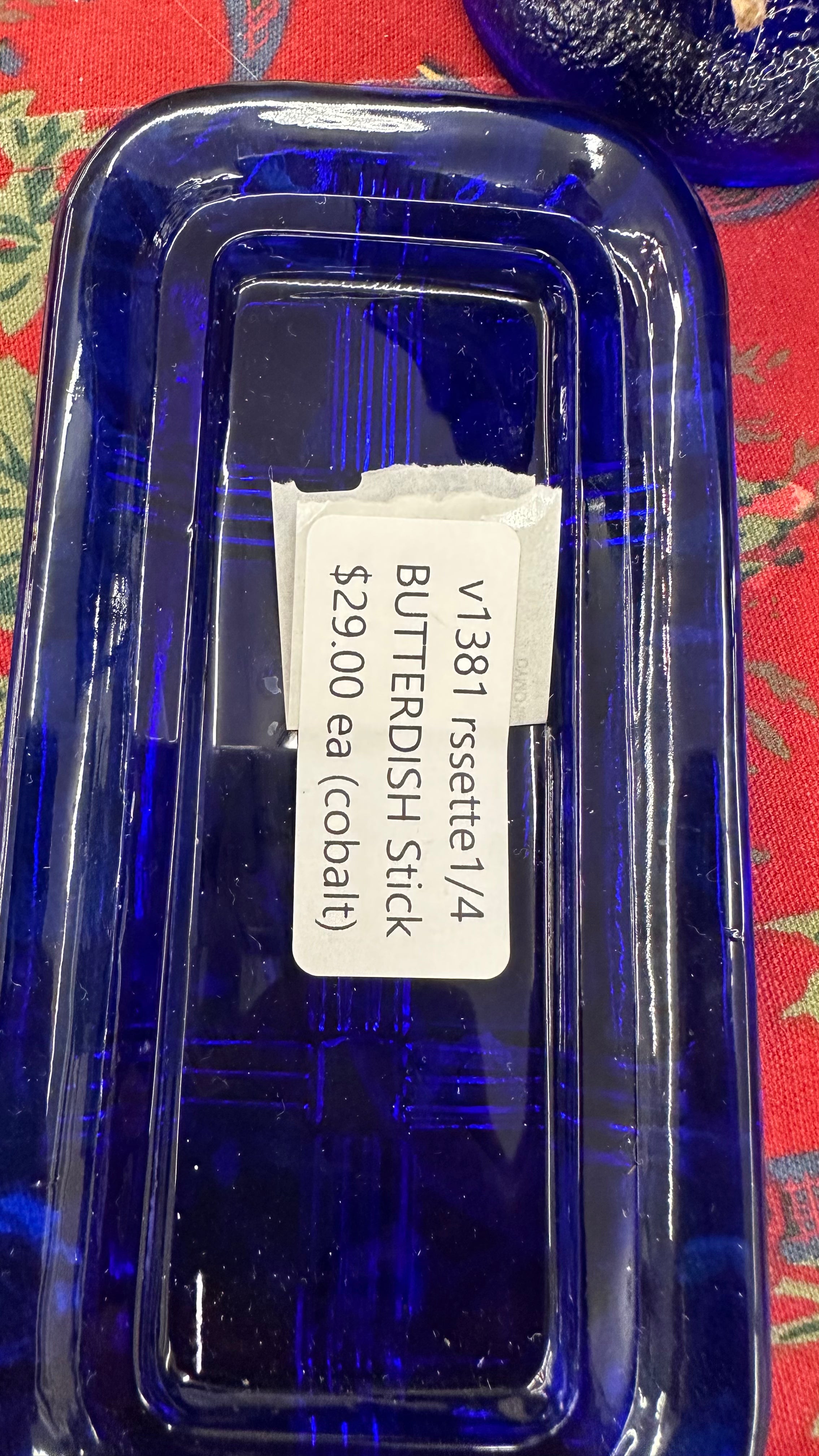 Glass Cobalt Butter Dish