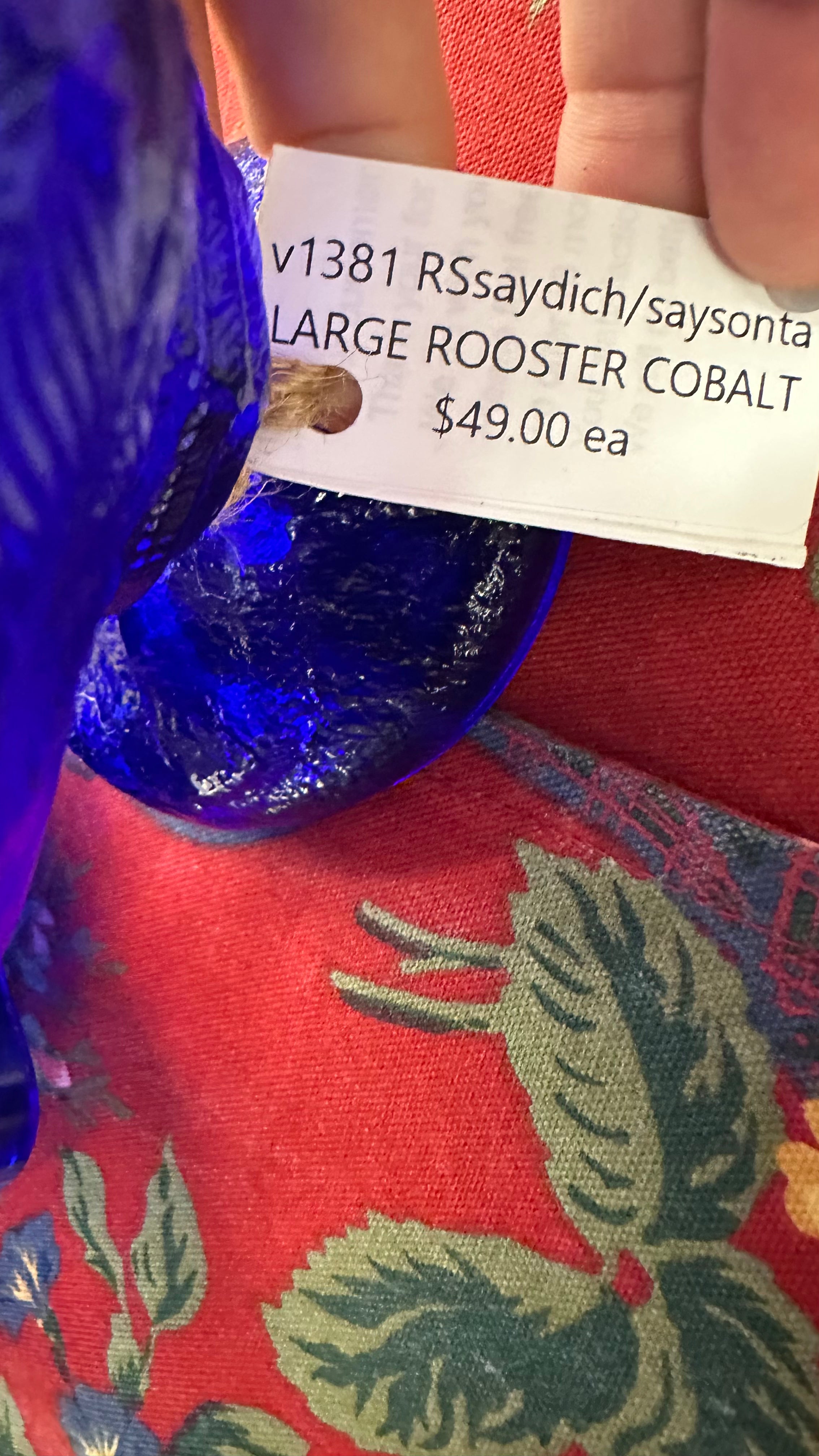 Glass Cobalt Rooster/Chicken Dish