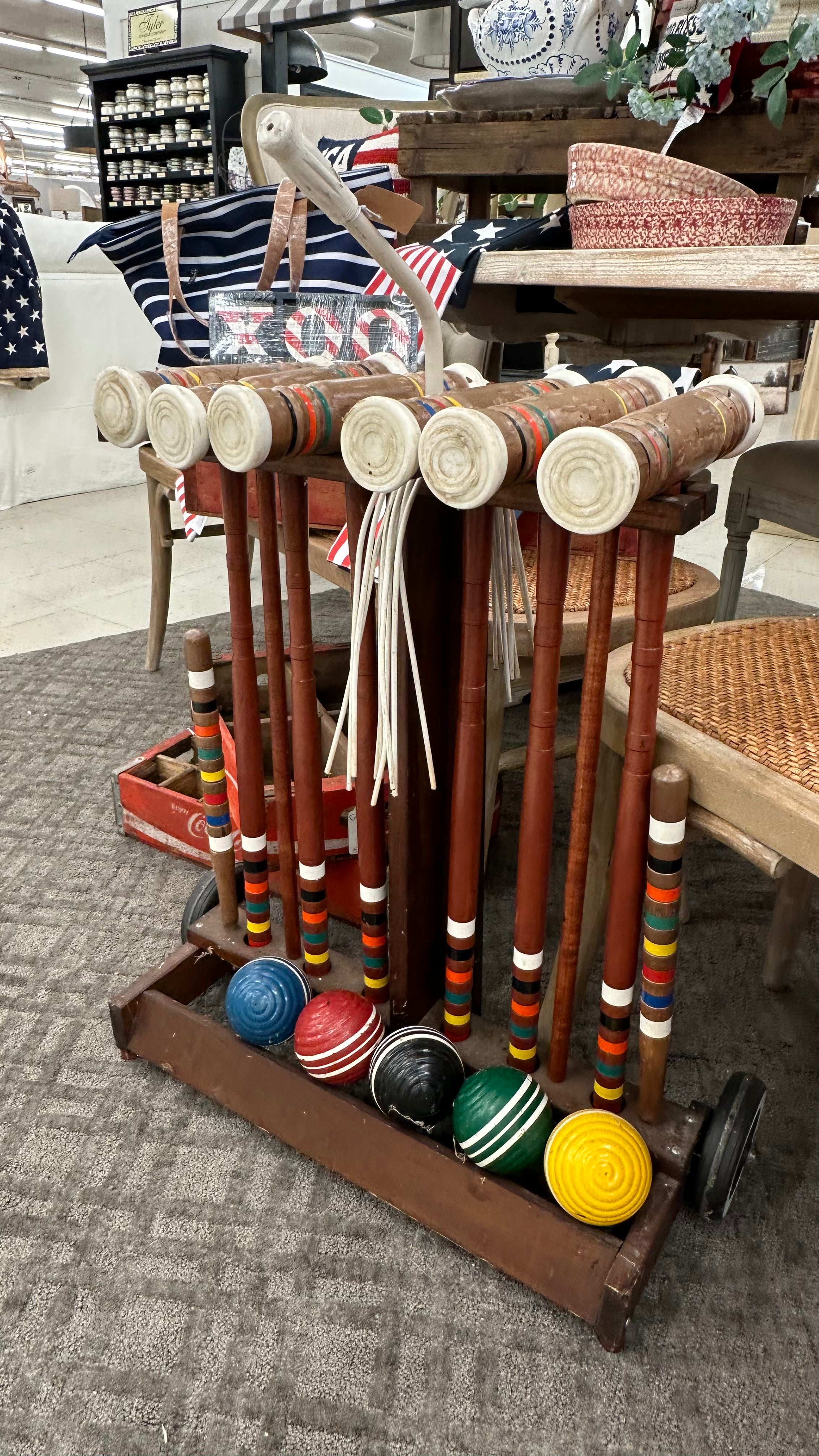 Vintage Croquet Set (Missing 1 Ball)