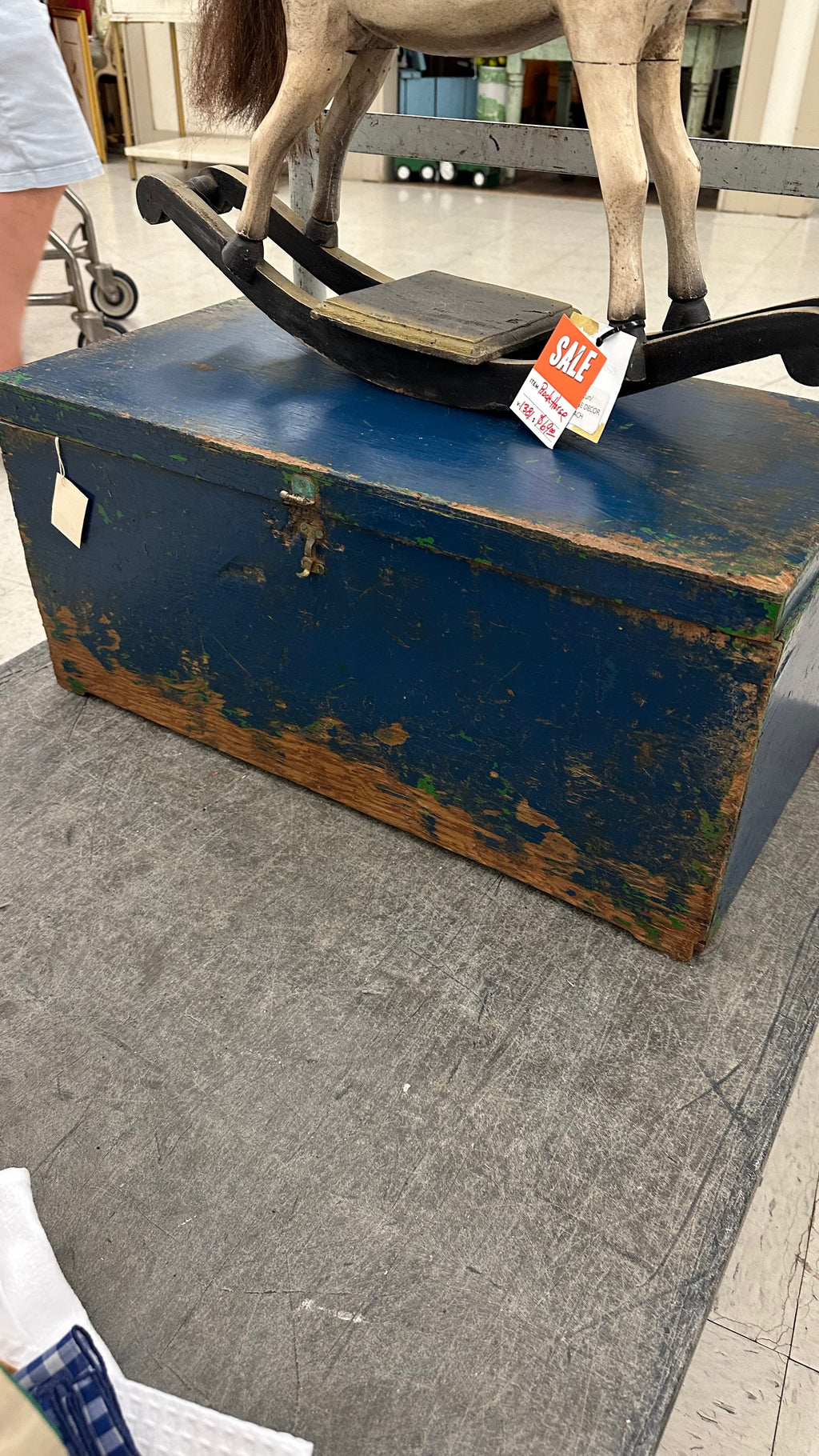 Vintage Wooden Blue Storage Chest