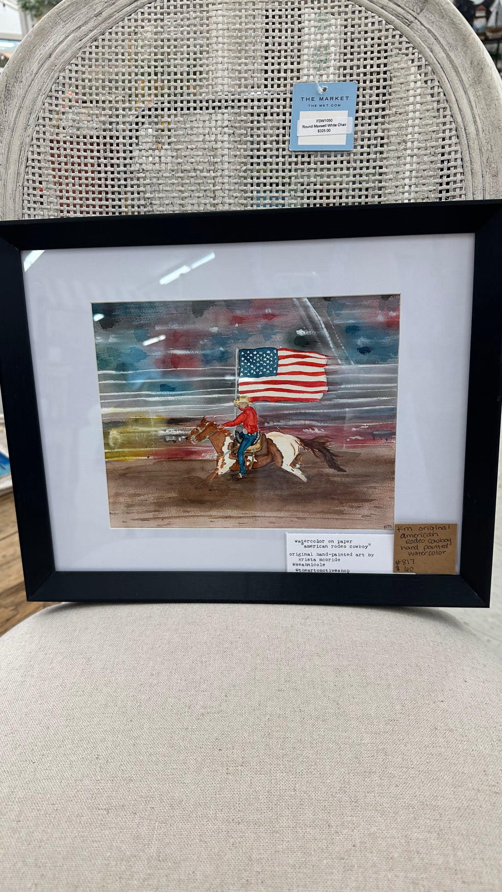 KM Original - American Rodeo Cowboy Handpainted Watercolor