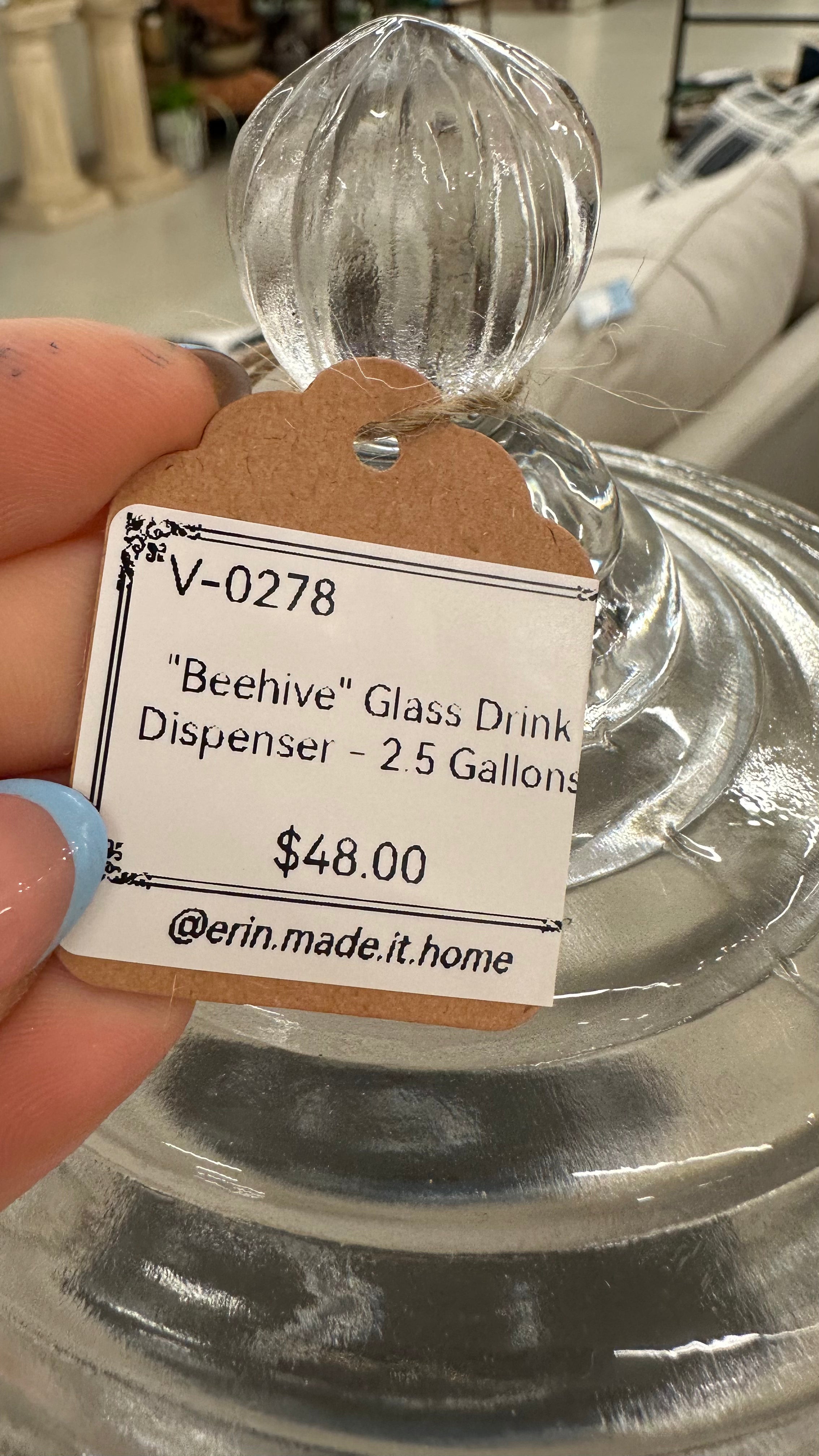 "Beehive" Glass Drink Dispenser 2.5 Gal