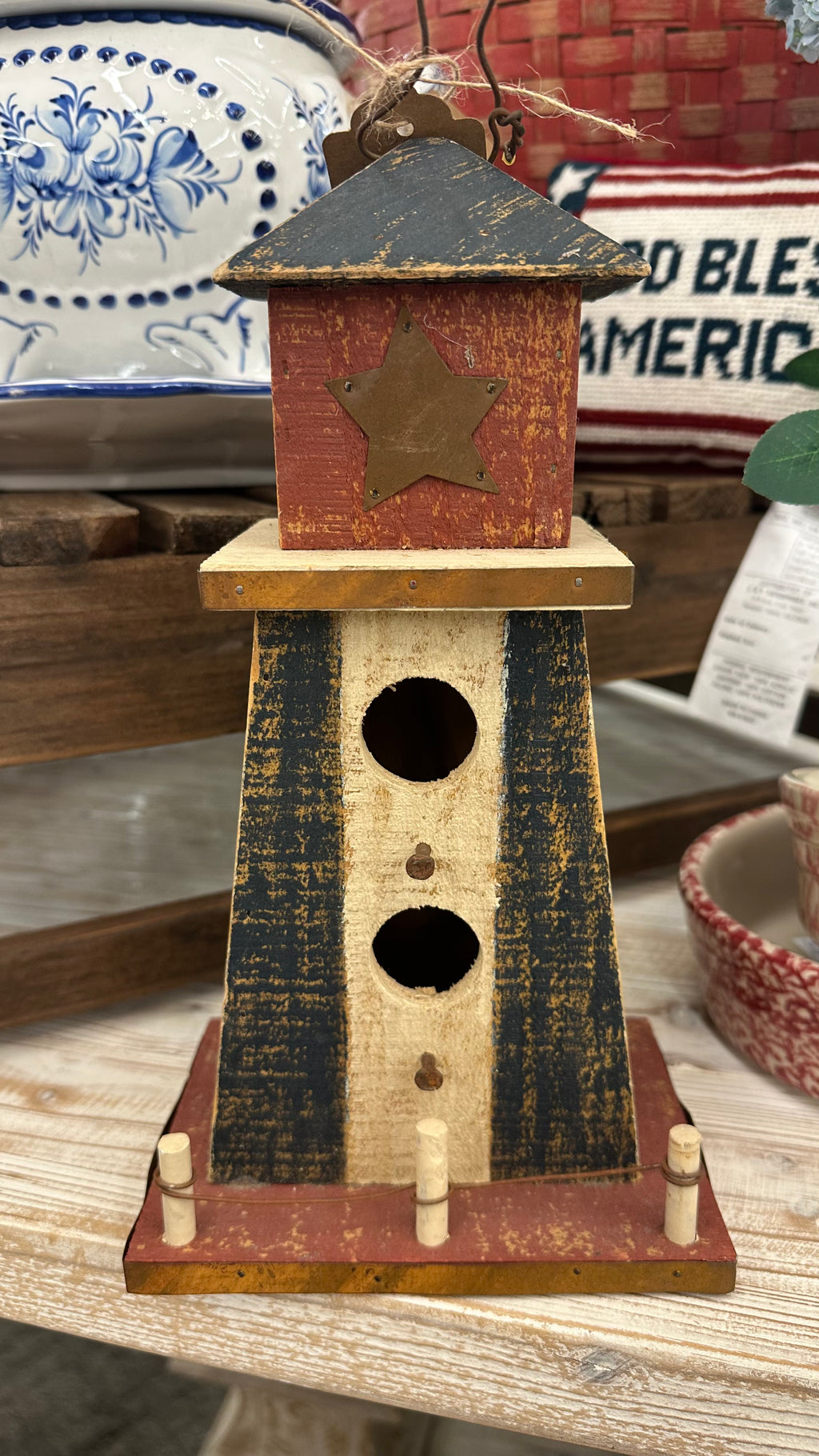 Patriotic Lighthouse Birdhouse