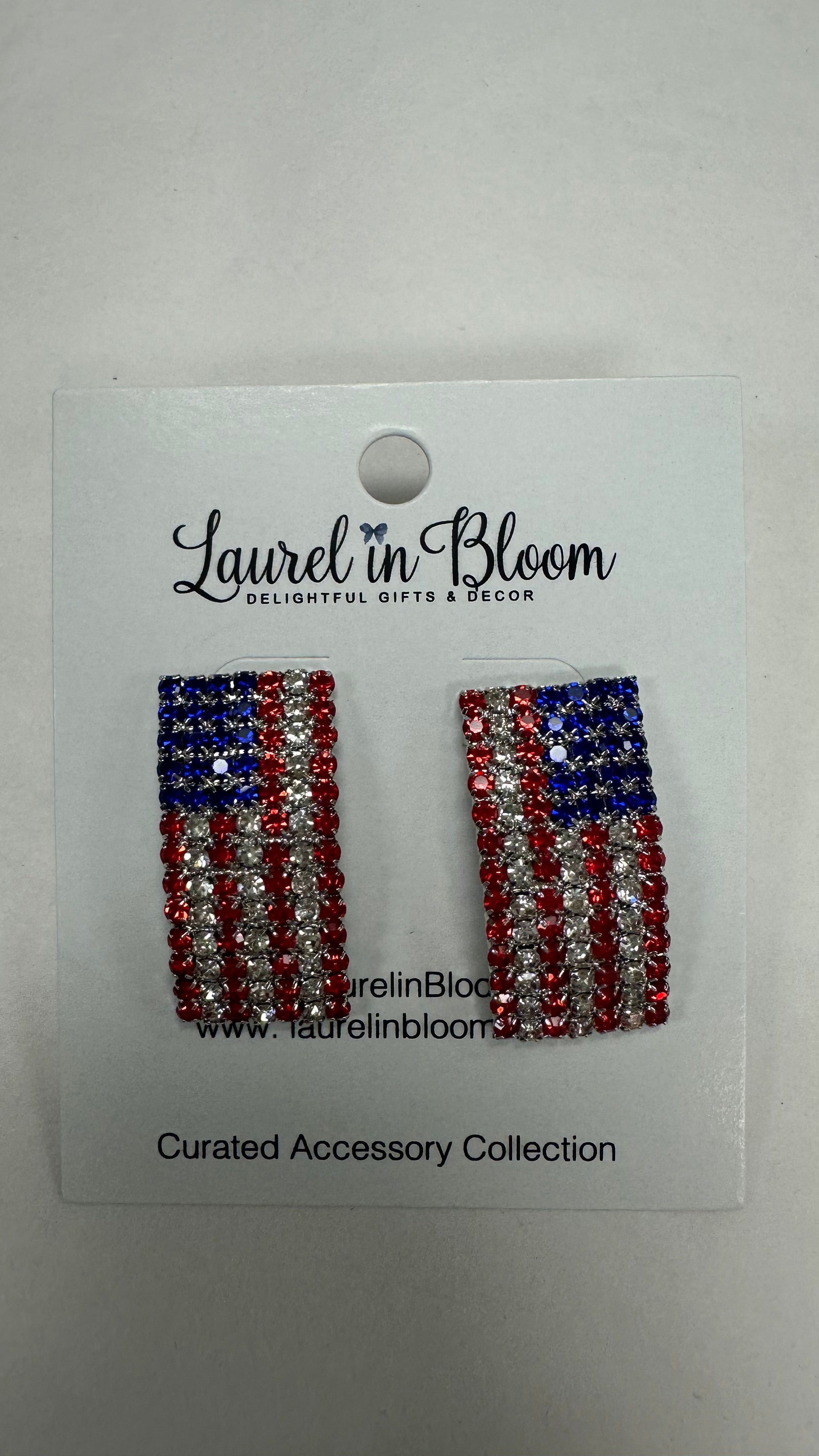 Rhinestone Flag Earrings