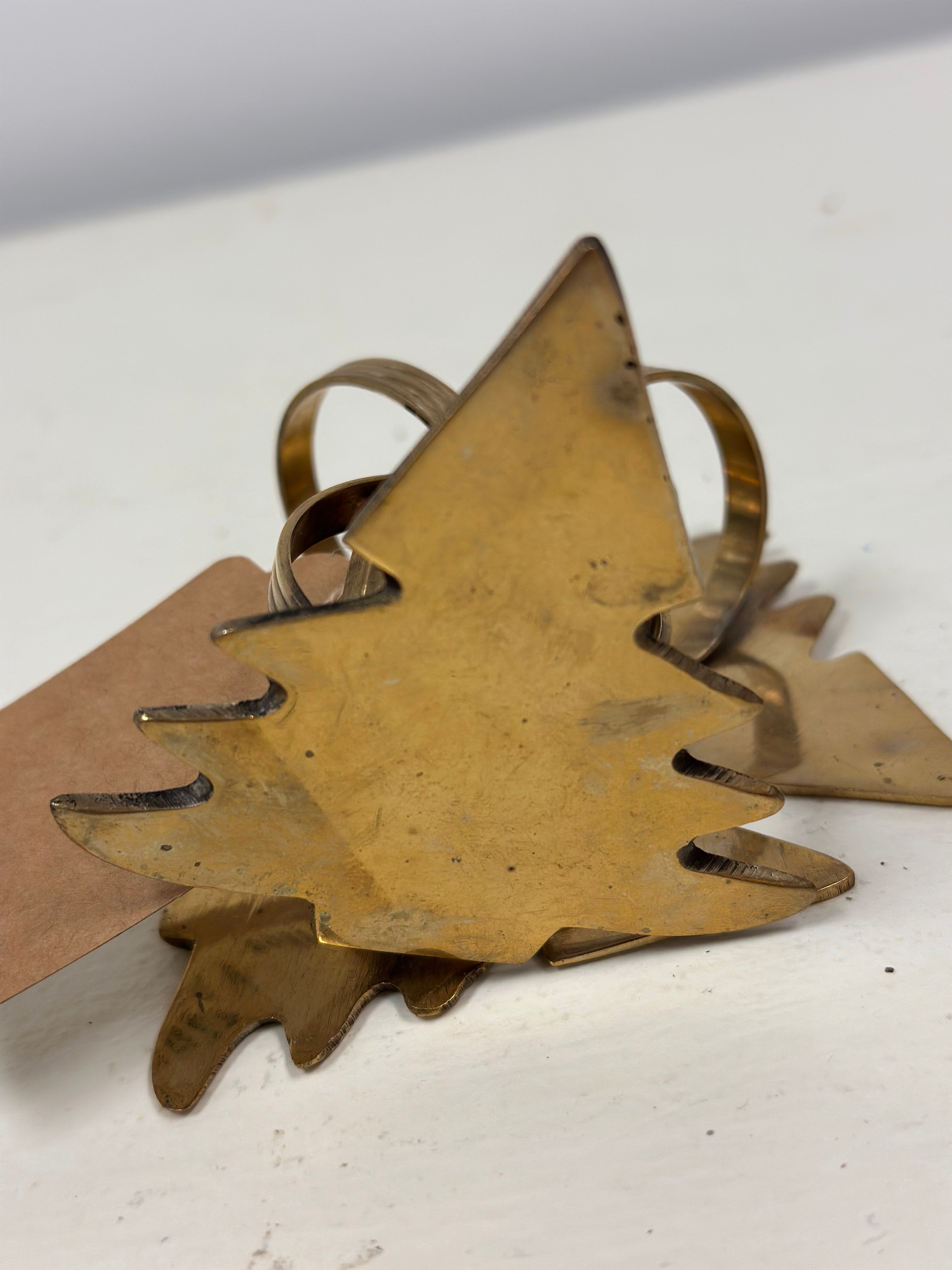 Brass Gold Christmas Tree Napkin Rings (Set of 4)