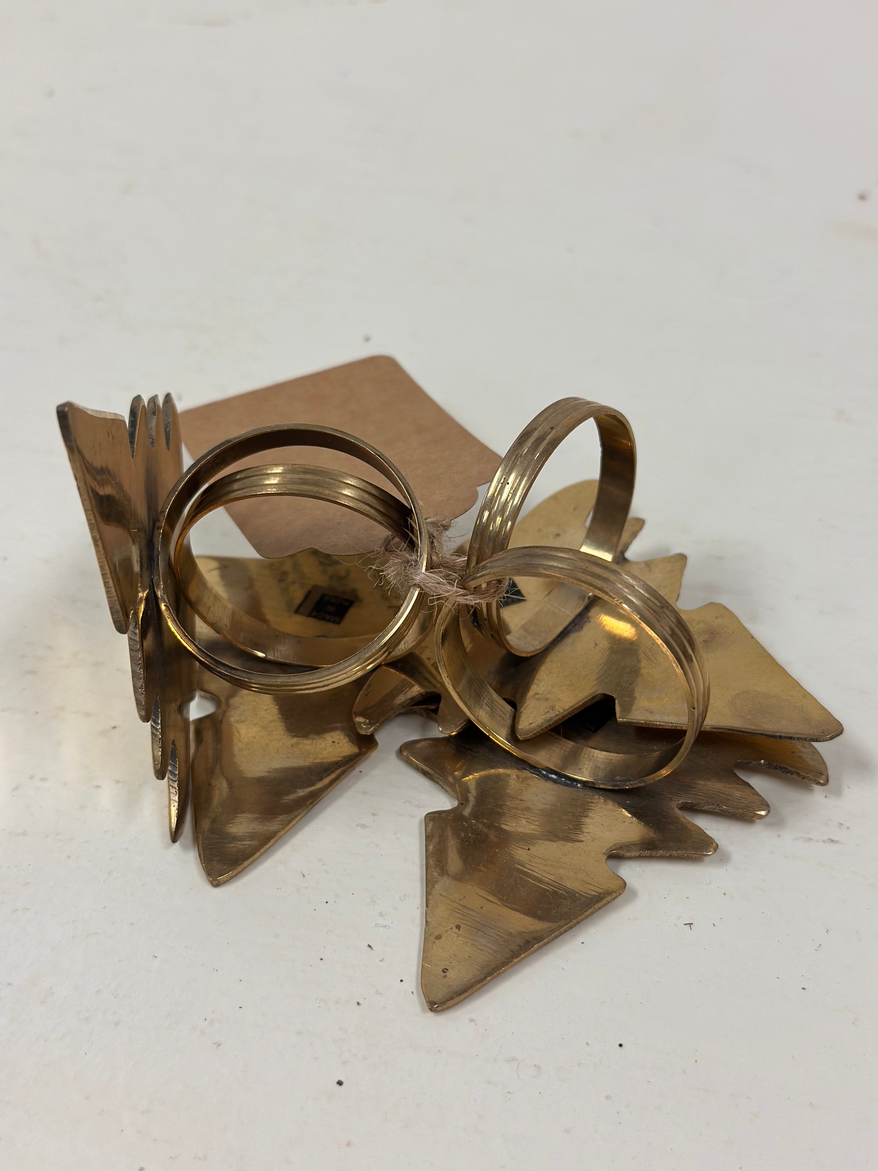 Brass Gold Christmas Tree Napkin Rings (Set of 4)