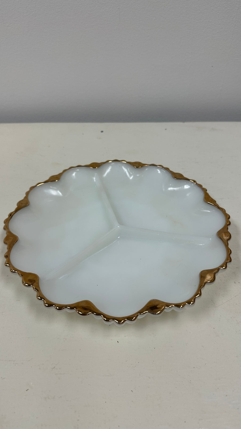 Vintage Milk Glass Anchor Hocking Relish Dish