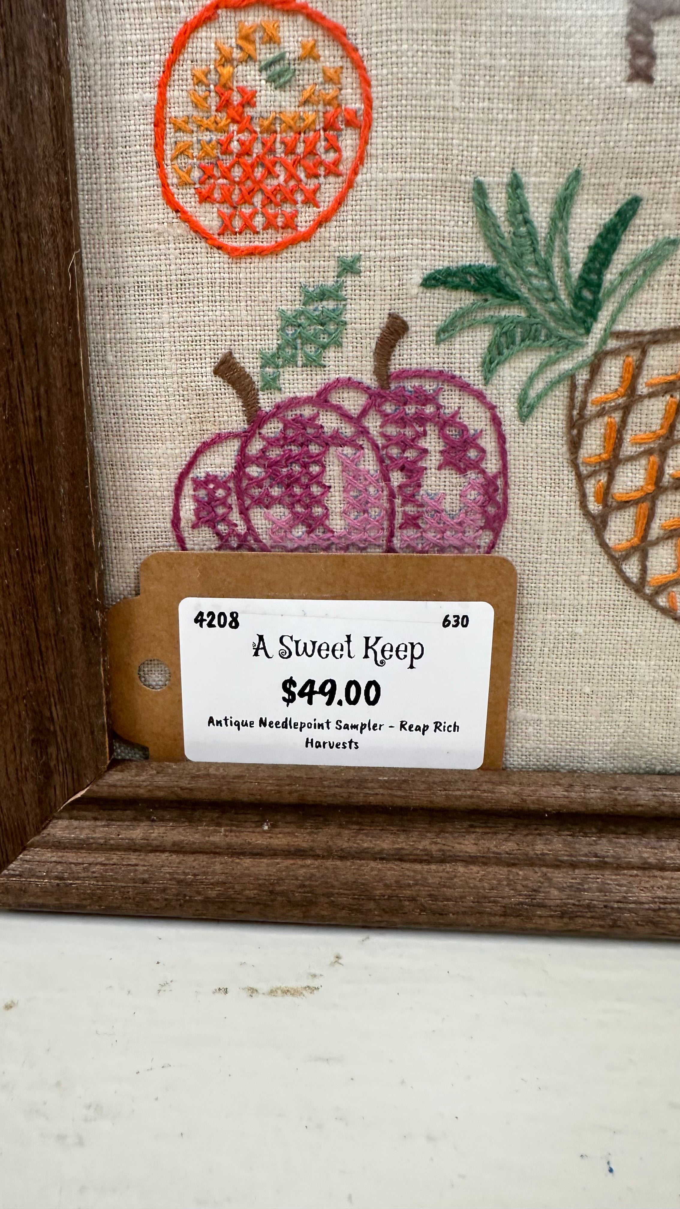 Vintage Framed Harvest Needlepoint