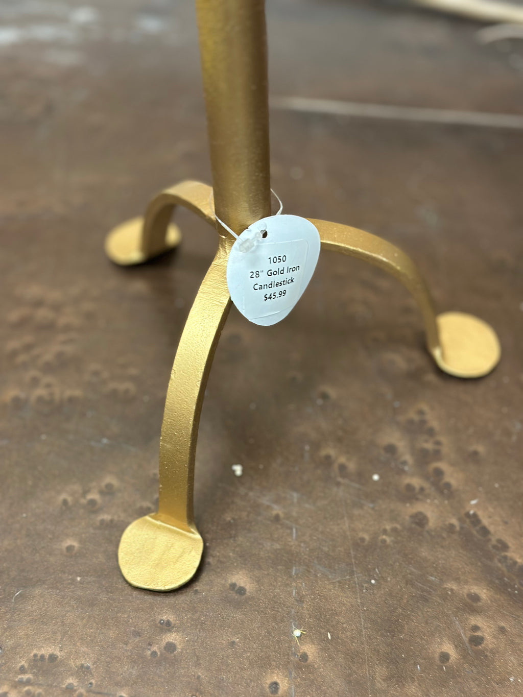 28" Gold Iron Candlestick