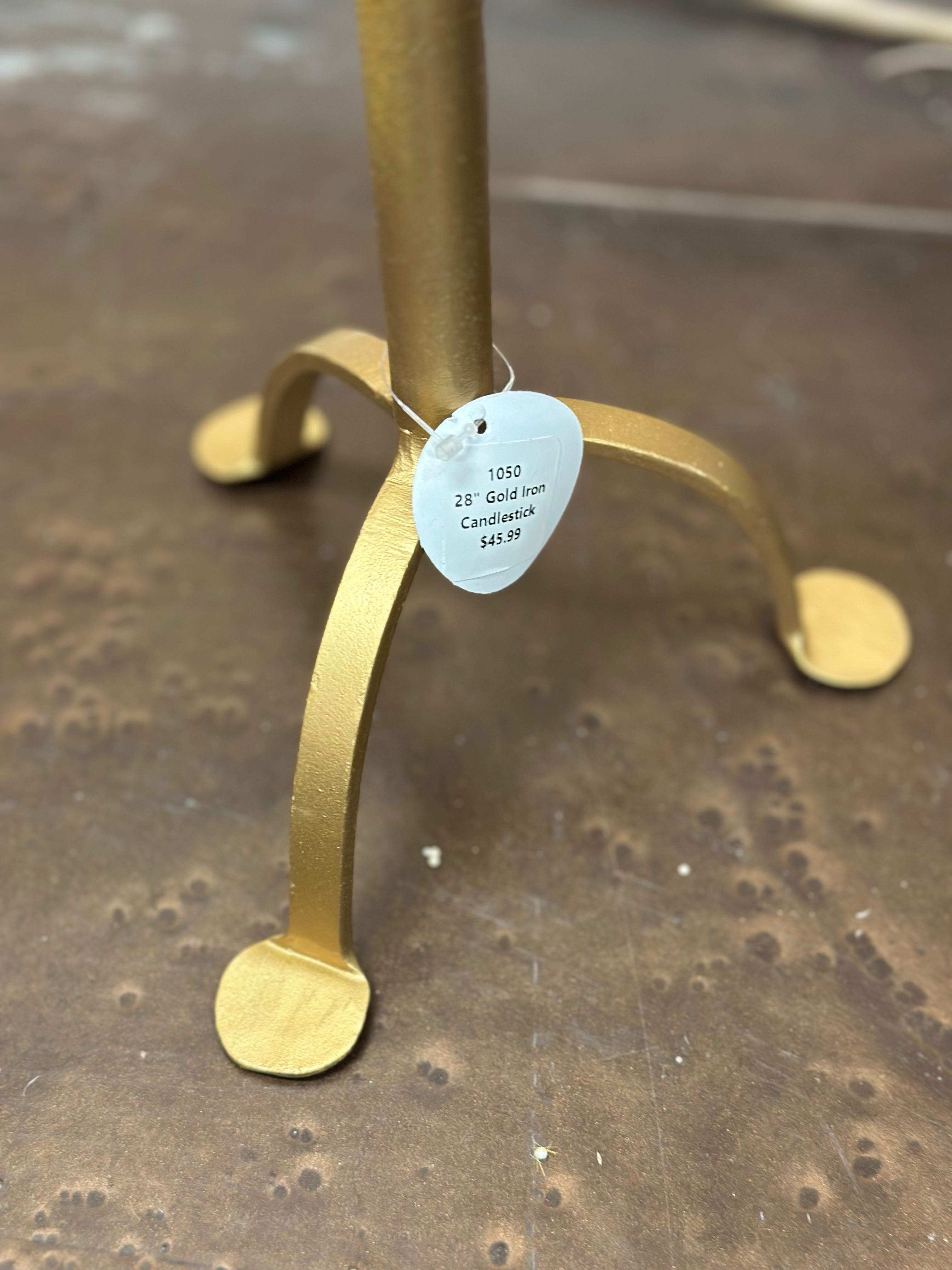 28" Gold Iron Candlestick